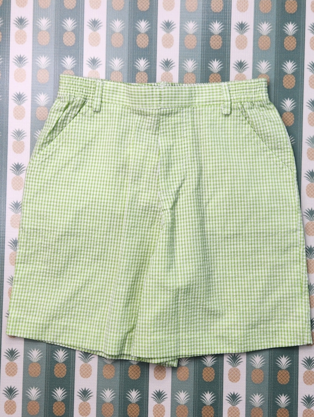 Florence Eiseman Light Green Gingham Shorts
